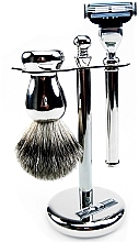 Shaving Set - Golddachs Finest Badger, Mach3 Metal Chrome (sh/brush + razor + stand) — photo N1