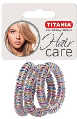 Anti Ziep Hair Tie, plastic, transparent multicolor, 3 pcs, 5 cm - Titania — photo N1