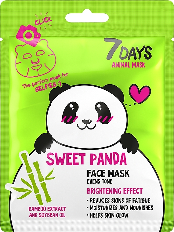 Face Mask "Sweet Panda" - 7 Days Animal Sweet Panda — photo N1