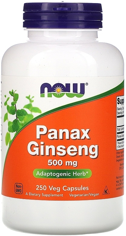 Ginseng Capsules, 500mg - Now Foods Panax Ginseng — photo N2