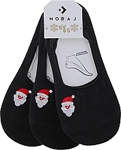 Fragrances, Perfumes, Cosmetics Embroidered Women No Show Socks, 3 pairs, Christmas motif, black - Moray