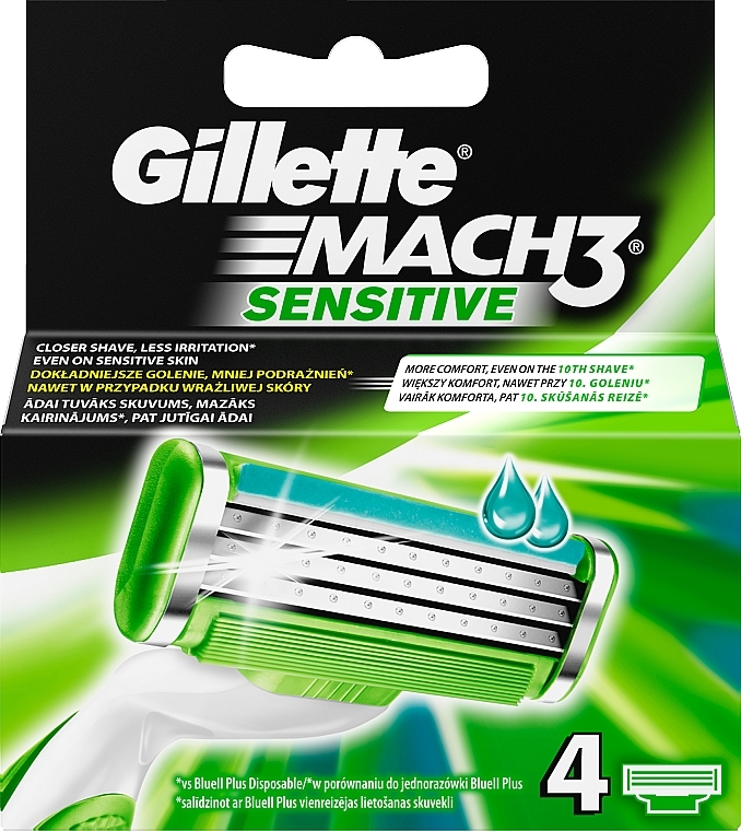 Shaving Razor Refills, 4 pcs. - Gillette Mach3 Sensitive — photo N3