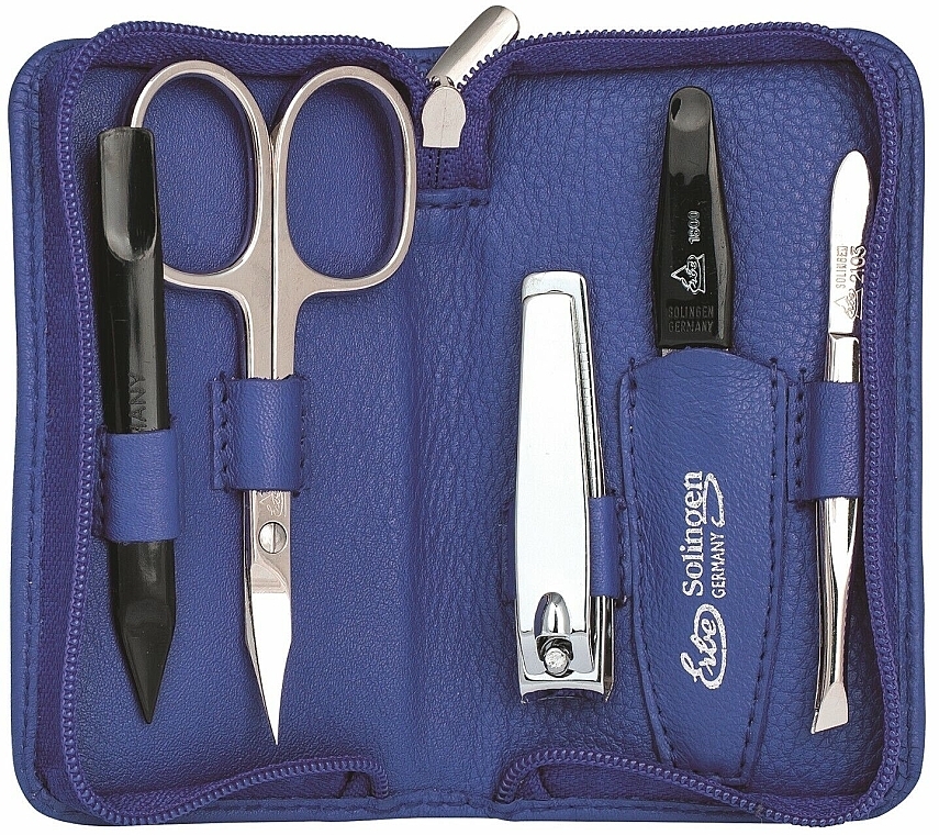 Manicure Set 'Siena' with a zipper, blue, 5 pcs - Erbe Solingen Manicure Zipper Case — photo N5