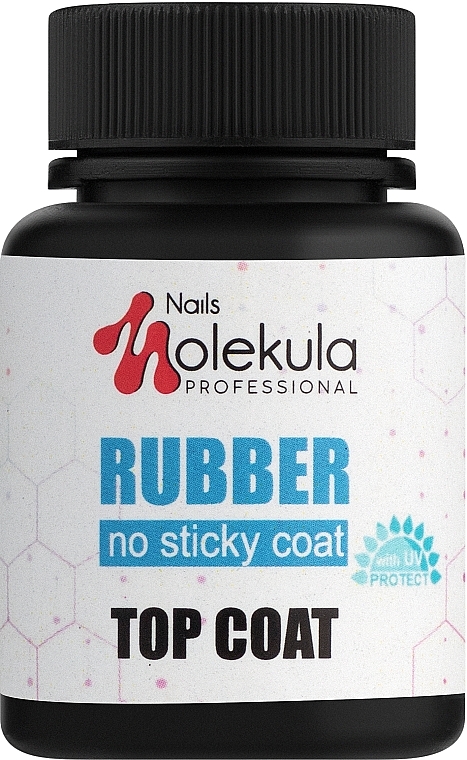 Rubber Top without Sticky Layer - Nails Molekula Top Coat Rubber No Sticky — photo N1