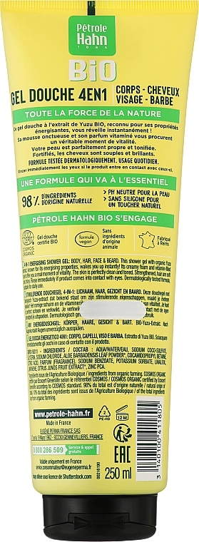 Energizing Shower Gel with Yuzu Extract - Eugene Perma Petrole Hahn Bio 4In1 Energizing Shower Gel — photo N2