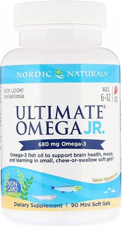 Dietary Supplement with Strawberry Scent "Omega-3", 860 mg - Nordic Naturals Ultimate Omega Junior — photo N1