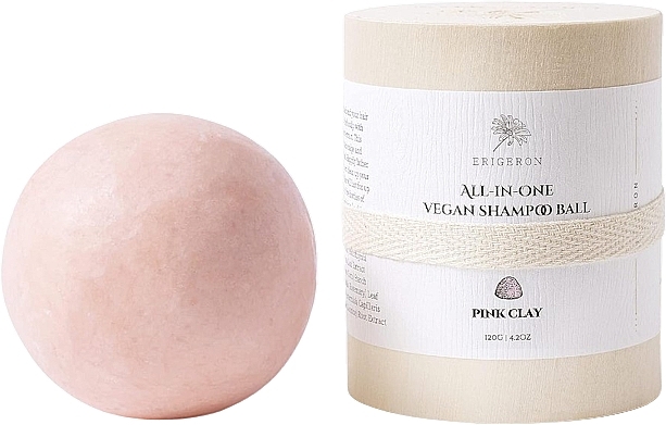 Pink Clay Shampoo Bar - Erigeron All in One Vegan Shampoo Ball Pink Clay — photo N1