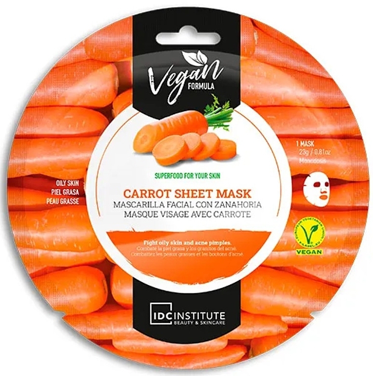 Face Mask for Oily Skin - IDC Institute Carrot Sheet Mask — photo N1