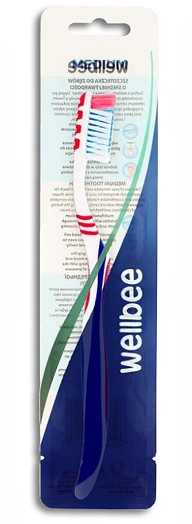 Toothbrush, medium, blue and orange - Wellbee — photo N2