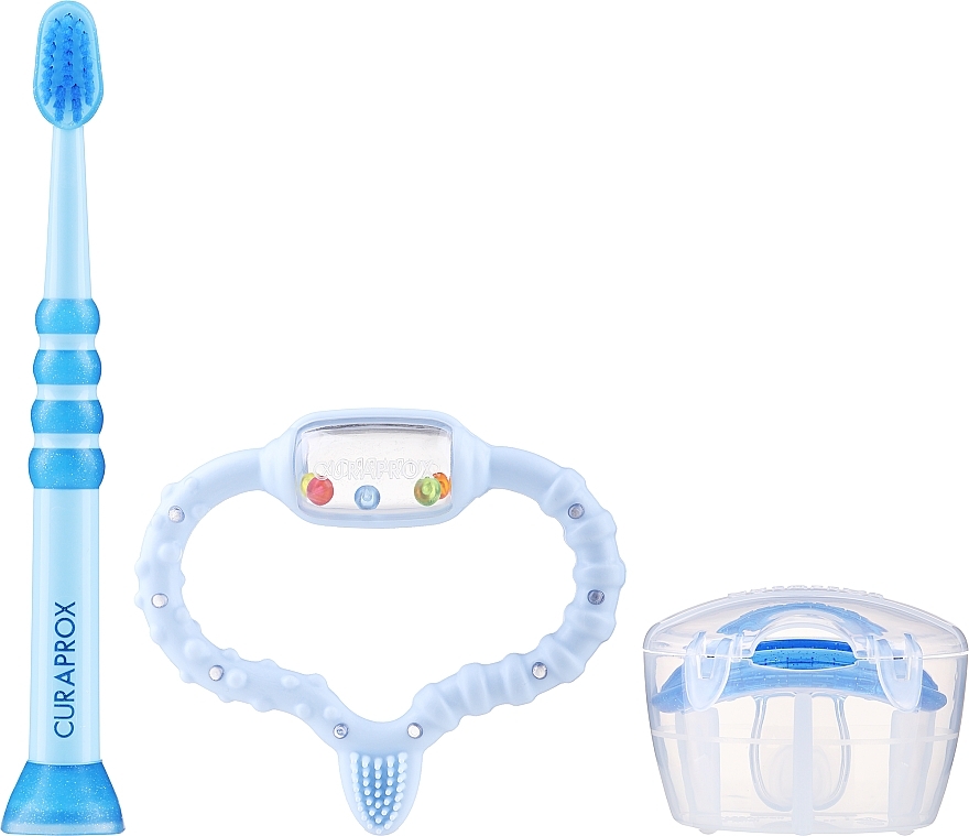 Set - Curaprox Baby Boy (tooth/brush/1pcs + Teether + Dummy) — photo N2