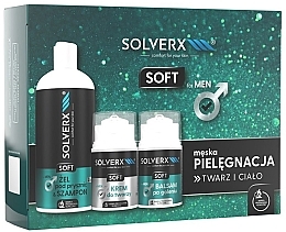 Set - Solverx Men Soft (ash/balm/50ml+f/cr/50ml+sh/gel/400ml) — photo N1