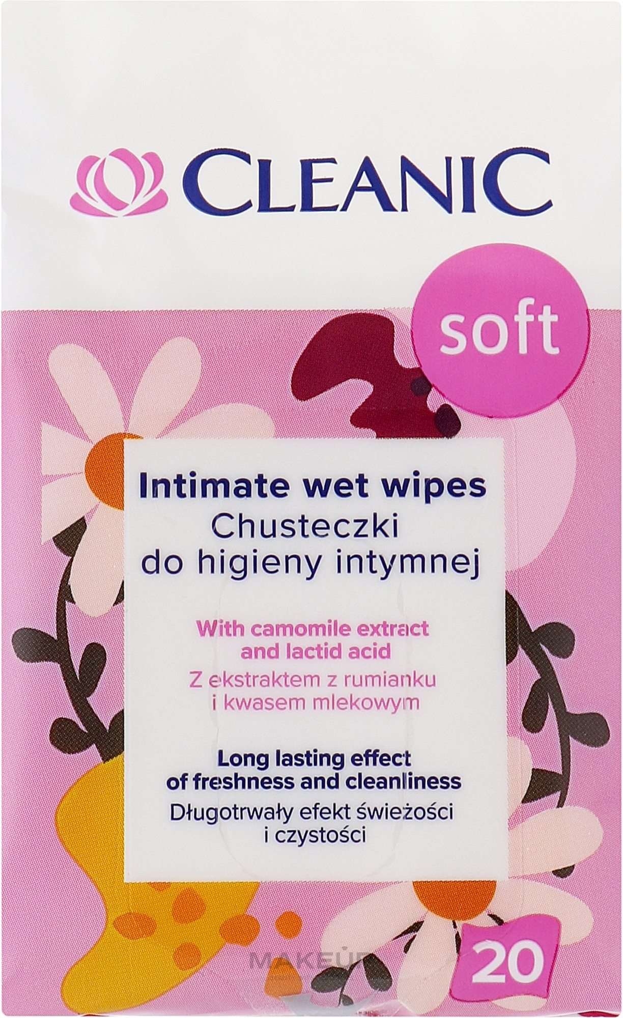 Intimate Hygiene Wet Wipes, 20 pcs - Cleanic Soft Intimate Wet Wipes — photo 20 szt.