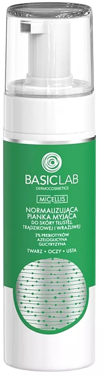 Normalizing Cleansing Foam for Oily, Acne-Prone & Sensitive Skin - BasicLab Dermocosmetics Micellis — photo N1