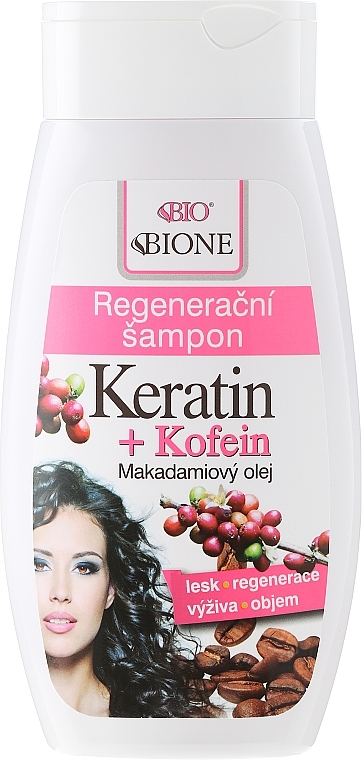 Repair Hair Shampoo - Bione Cosmetics Keratin + Caffeine Regenerative Shampoo — photo N1