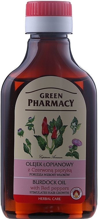 Hair Growth Burdock Oil with Red Peppers - Green Pharmacy — photo N1