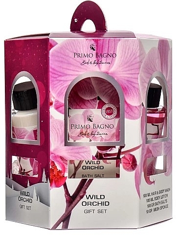 Skincare Set - Primo Bagno Wild Orchid Gift Set (sh/gel/100 ml + b/lot/100 ml + bath/salt/100 g + sponge) — photo N1