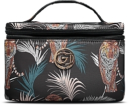 Fragrances, Perfumes, Cosmetics Cosmetic Bag, 10809-861 - Gillian Jones Beauty Box Black Tiger And Palm Print