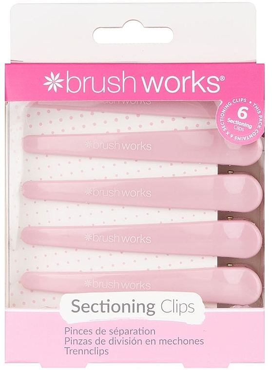 Hair Clips, pink, 6 pcs. - Brushworks Sectioning Clips — photo N1