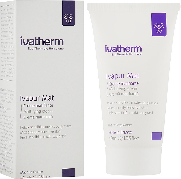 Mattifying Face Cream for Oily & Combination Skin - Ivatherm Ivapur Mat Matifying Cream — photo N1