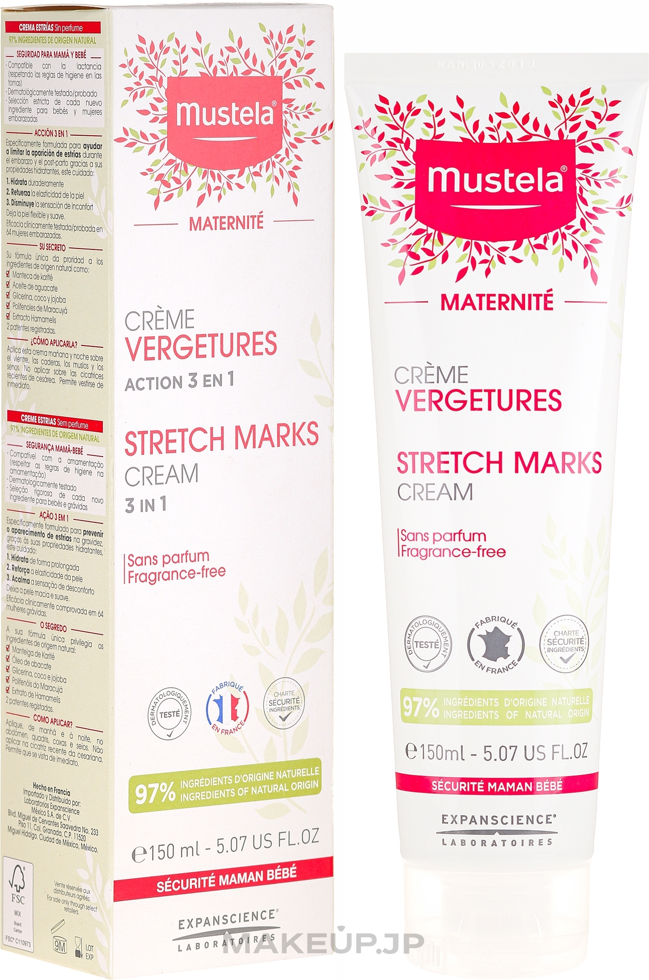 No-Scent Anti-Strech Marks Cream - Mustela Maternity Stretch Marks Cream 3in1 — photo 150 ml