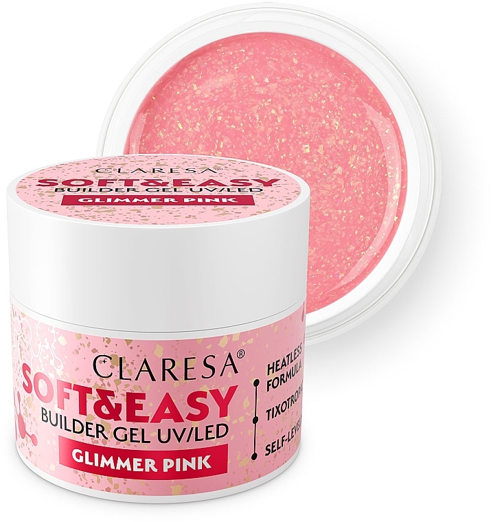 ネイル ビルダージェル - Claresa Soft & Easy Builder Gel UV/LED Glimmer Pink — photo N2