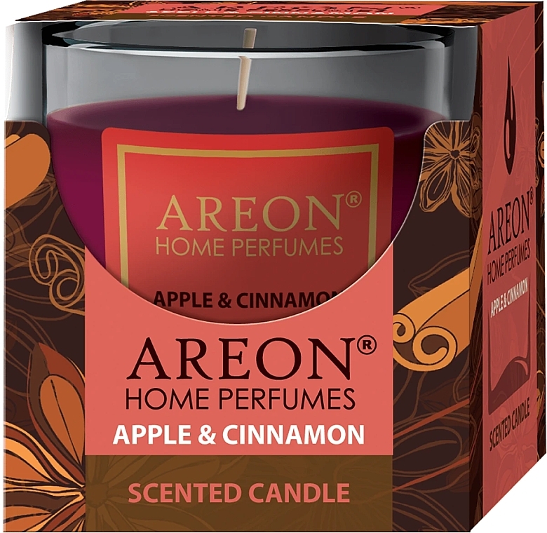 Apple & Cinnamon Scented Candle in Glass - Areon Home Fragrance Apple & Cinnamon Scented Candle — photo N2