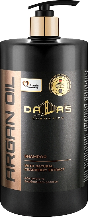 Shampoo for Damaged Hair, with pump - Dalas Cosmetics Argan Oil Hair Shampoo — photo N1