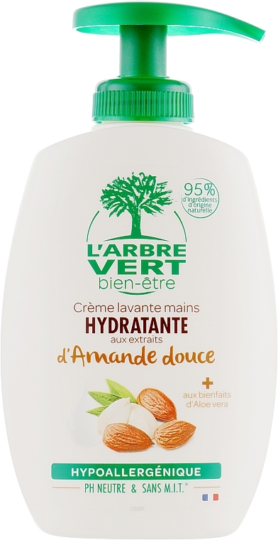 Hand Cream Soap 'Almond' - L'Arbre Vert Hand Wash Almond Bio (with dispenser) — photo N1