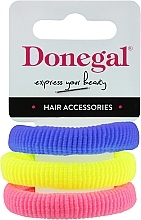 Fragrances, Perfumes, Cosmetics Hair Ties 3 pcs, FA-5680, blue, yellow, pink - Donegal