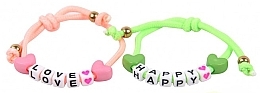Fluorescent Bracelets with Pendants, 2 pieces, 6446, pink and lime - Donegal — photo N1