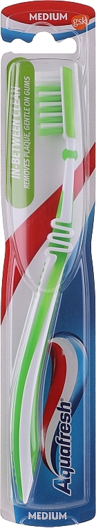 Toothbrush, white-green - Aquafresh In-Between Clean Medium — photo N1