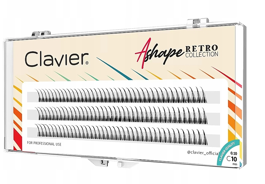 Individual Lashes, C, 10 mm - Clavier A-Shape Retro Collection — photo N1