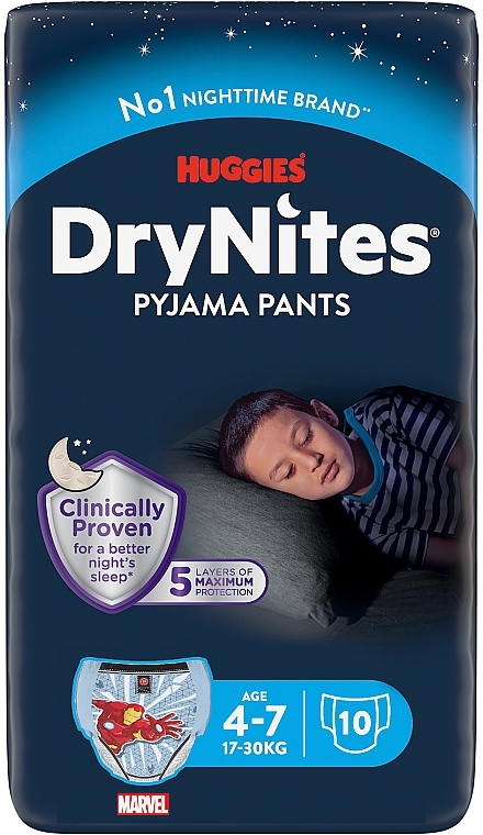 Dry Nights Diapers for Boys, 17-30 kg, 10 pcs. - Huggies — photo N2