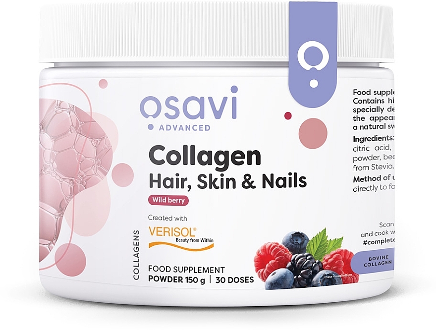 Supplement for Hair, Skin & Nail Health, Wild Berry Flavour - Osavi Collagen Wild Berry — photo N1