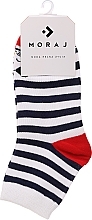 Fragrances, Perfumes, Cosmetics Women Socks 3/4 CSL200-900, white with dark blue stripes - Moraj