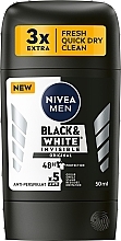 Men Deodorant Antiperspirant Stick 'Black & White Invisible' - Nivea Men Black & White Invisible Original 48h Power Deodorant Stick — photo N1