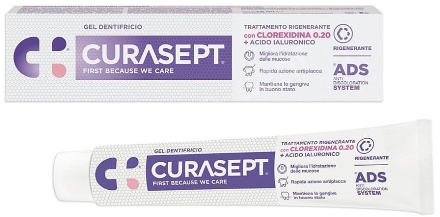 Chlorhexidine 0.2% & Hyaluronic Acid Toothpaste - Curaprox Curasept ADS Regenerating — photo N2
