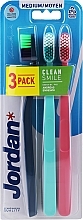 Medium Toothbrush, dark blue, mint, pink - Jordan Clean Smile Medium — photo N1