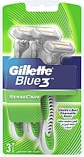 Disposable Shaving Razor Set, 3 pcs - Gillette Blue 3 Sense Care — photo N1