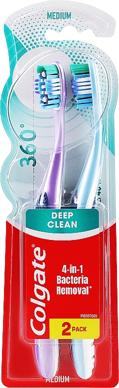 Medium Toothbrush 'Super Clean', purple+blue - Colgate — photo N1