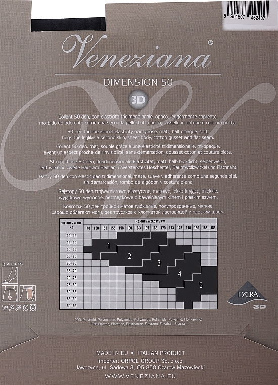 Women's Tights "Dimension 3D", 50 Den, Nero - Veneziana — photo N2