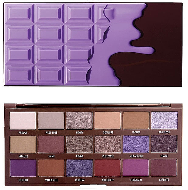 Eyeshadow Palette, 18 Shades - I Heart Revolution Eyeshadow Palette Violet Chocolate  — photo N1