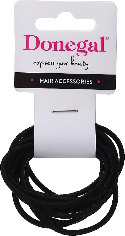 Thin Elastic Hair Bands, FA-9921, 12 pcs, black - Donegal — photo N1
