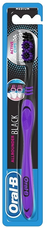 Medium Toothbrush, "Allrounder", purple - Oral-B Allrounder Black Medium — photo N1