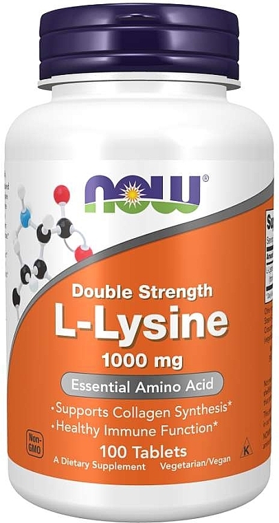 Amino Acid "L-Lysine", 1000mg - Now Foods L-Lysine Tablets — photo N3