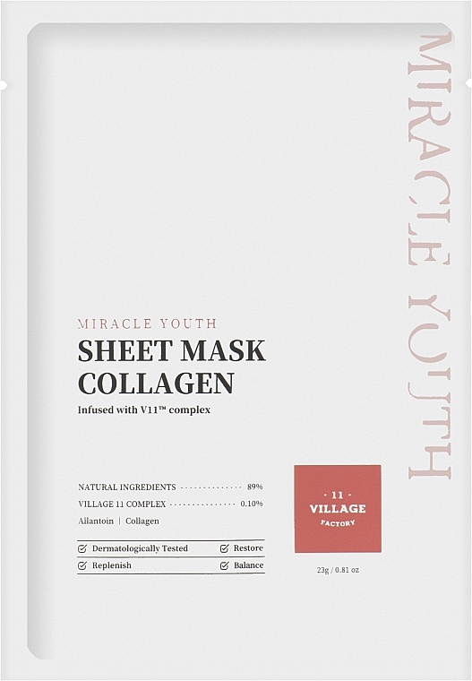 Collagen Sheet Mask - Village 11 Factory Miracle Youth Cleansing Sheet Mask Collagen — photo N1