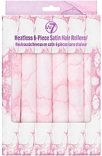 Soft Satin Curlers for Cold Curling, 6 pcs. - W7 Heatless 6 Piece Satin Hair Rollers — photo N1