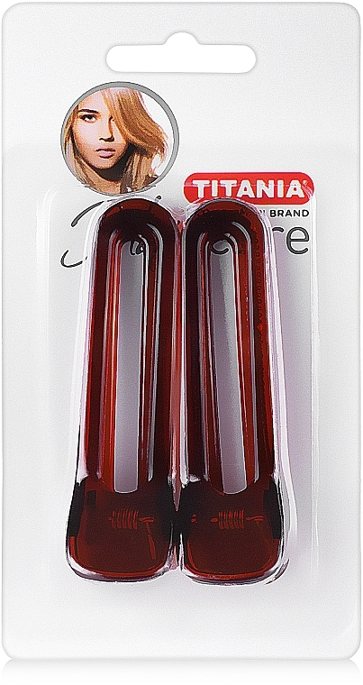 Hair Clip 8,5 cm, 2 pcs., brown - Titania — photo N1