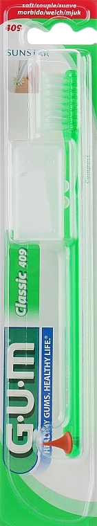 Classic 409 Toothbrush, soft, green - G.U.M Soft Compact Toothbrush — photo N1