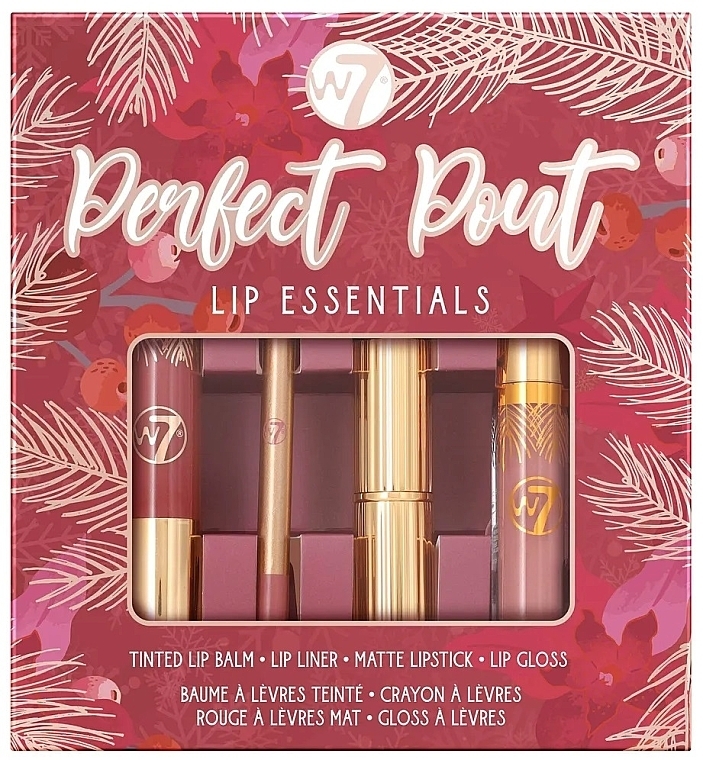 Set - W7 Perfect Pout (l/balm/4ml + l/liner/0.8g + lipstick/3.5g + l/gloss/3.4ml) — photo N1